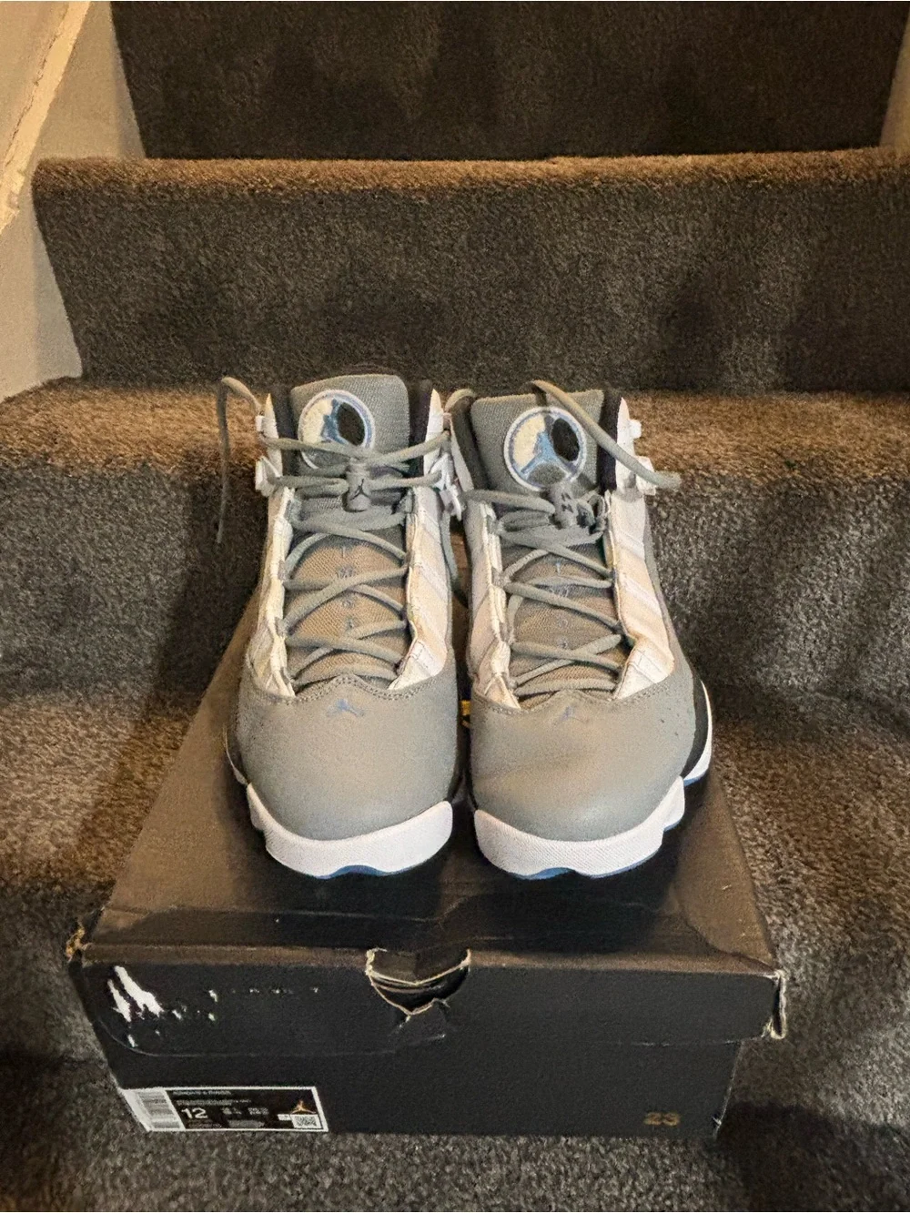Jordan 6 Rings In The White/Dutch Blue/Particle Grey Men's size 12 authentic